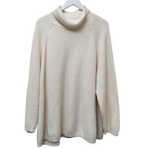 COLDWATER CREEK Turtleneck Sweater Cream Plus Size 3X Shaker Knit Cotton Womens